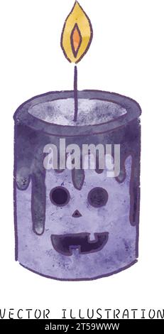 Bougie d'Halloween effrayante avec Frankensteins visage style aquarelle Illustration pour les célébrations festives d'octobre Illustration de Vecteur