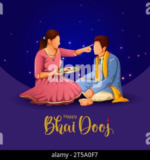 Festival indien Happy bhai dooj concept. Célébration de Rakhi en inde illustration vectorielle dsign Illustration de Vecteur