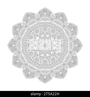 Page mandala de livre de coloriage pour adultes Celestial Circles pour l'intérieur du livre kdp. Pétales paisibles, capacité à se détendre, expériences cérébrales, Haven harmonieux, Peac Illustration de Vecteur