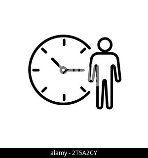 Icône Homme en attente. Illustration vectorielle de contour de signe d'horloge Illustration de Vecteur