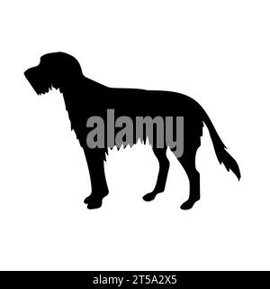 Silhouette de chien wolfhound dessinée à la main Vector isolé sur fond blanc Illustration de Vecteur