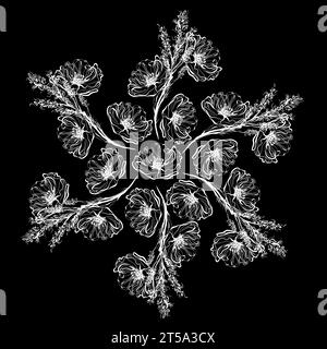 Décoration florale style lacé. Illustration vectorielle sur fond noir Illustration de Vecteur