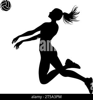 Silhouette de joueur de volley-ball de femme en action. illustration vectorielle Illustration de Vecteur