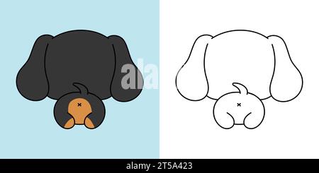 Bande dessinée Teckel Puppy Clipart pour Coloriage page et Illustration. Clip Art chien isolé. Illustration vectorielle mignonne d'un animal Kawaii pour des impressions pour Illustration de Vecteur