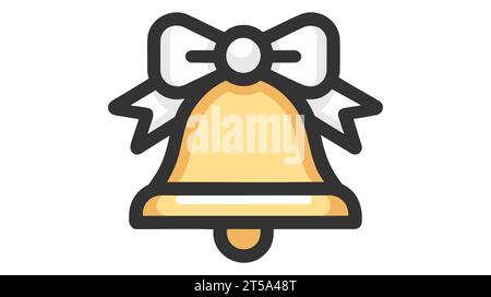 Icône de contour en forme de cloche. Cloche avec noeud en ruban. Illustration vectorielle. Illustration de Vecteur