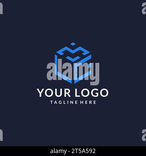 Conceptions hexagonales de logo LC, meilleur logo initial de monogramme avec inspiration d'idées de conception de forme hexagonale Illustration de Vecteur