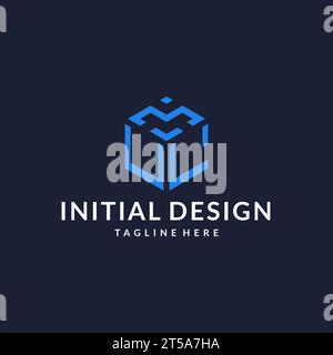 Conceptions hexagonales de logo UL, meilleur logo initial de monogramme avec inspiration d'idées de conception de forme hexagonale Illustration de Vecteur