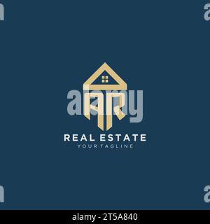 Lettre initiale AR avec la conception de logo créatif simple de toit de maison pour le graphique vectoriel de société immobilière Illustration de Vecteur