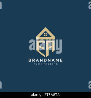 Lettre initiale EA avec la conception de logo créatif simple de toit de maison pour le graphique vectoriel de société immobilière Illustration de Vecteur