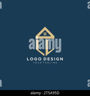 Lettre initiale LL avec la conception de logo créatif simple de toit de maison pour le graphique vectoriel de société immobilière Illustration de Vecteur