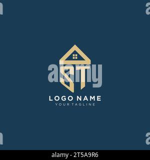 Lettre initiale ST avec la conception de logo créatif simple de toit de maison pour le graphique vectoriel de société immobilière Illustration de Vecteur