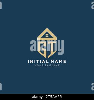 Lettre initiale GI avec la conception de logo créatif simple de toit de maison pour le graphique vectoriel de société immobilière Illustration de Vecteur