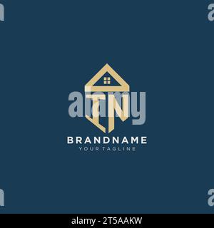 Lettre initiale avec la conception de logo créatif simple de toit de maison pour le graphique vectoriel de société immobilière Illustration de Vecteur
