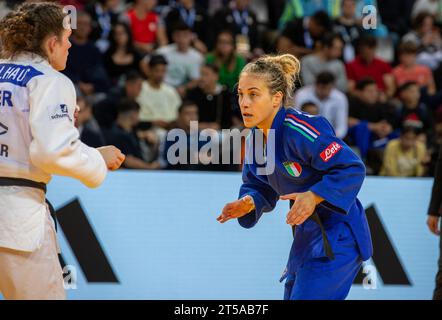 Montpellier, France. 03 novembre 2023. Odette Giuffrida lors du Championnat d'Europe de judo 2023 à Montpellier, France le 3 novembre 2023. Photo d'Arnaud Bertrand/ABACAPRESS.COM crédit : Abaca Press/Alamy Live News Banque D'Images