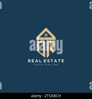 Lettre initiale OU avec la conception de logo créatif simple de toit de maison pour le graphique vectoriel de société immobilière Illustration de Vecteur