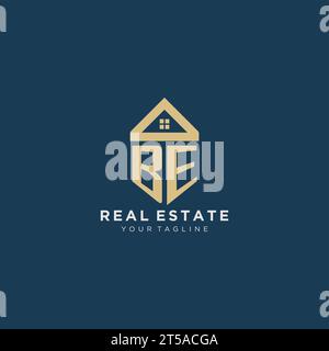 Lettre initiale ÊTRE avec la conception de logo créatif simple de toit de maison pour le graphique vectoriel de société immobilière Illustration de Vecteur