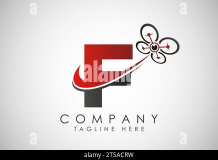 Modèle de vecteur de conception de logo de drone de lettre. Symbole du logo de la technologie drone Illustration de Vecteur