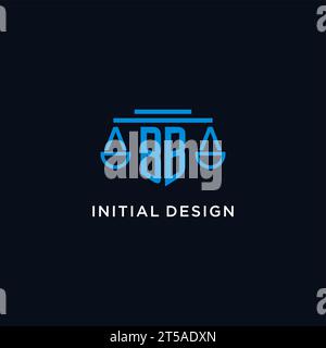 Logo initial de monogramme BB avec des échelles d'inspiration de conception d'icône de justice, graphique vectoriel Illustration de Vecteur