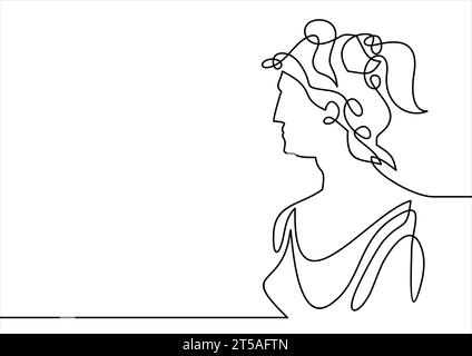 Jeune femme Artemis- dessin au trait continu Illustration de Vecteur