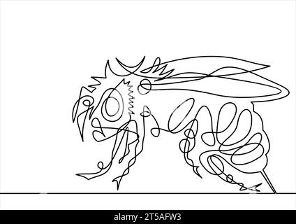 L'abeille de miel - dessin au trait continu Illustration de Vecteur