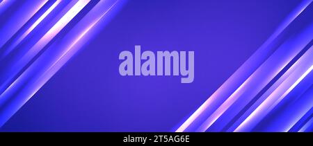 Arrière-plan de lignes diagonales brillantes. Papier peint à rayures dégradés de néon bleu profond. Arrière-plan de traînées de lumière d'effet de mouvement abstrait pour bannière, affiche, présentation, couverture, livret, brochure, flyer. Vecteur Illustration de Vecteur