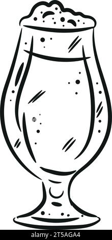 Verre pour bière avec mousse. Silhouettes noires dessinées à la main de lunettes. Illustration vectorielle de verres d'eau. Symbole verre plat. Illustration de Vecteur