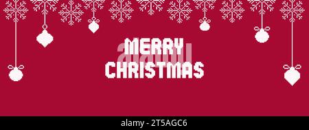 Pixel art bannière Joyeux Noël Illustration de Vecteur