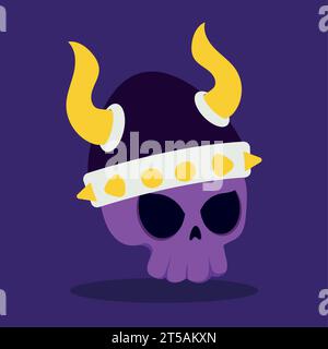 Crâne mignon isolé avec un vecteur de casque viking Illustration de Vecteur