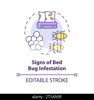 Icône de ligne mince 2D signes du concept d'infestation de punaises de lit Illustration de Vecteur