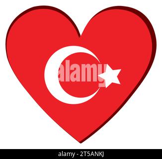 Forme de coeur isolé avec le drapeau de Turquie Vector Illustration de Vecteur