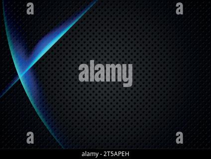 Fond perforé foncé avec effet de lumière néon bleu Illustration de Vecteur