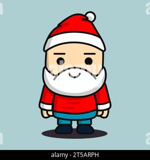 Personnage de Père Noël de dessin animé dans un style plat minimal. Icône vectorielle de Noël, pictogramme, symbole. Lignes audacieuses Illustration de Vecteur