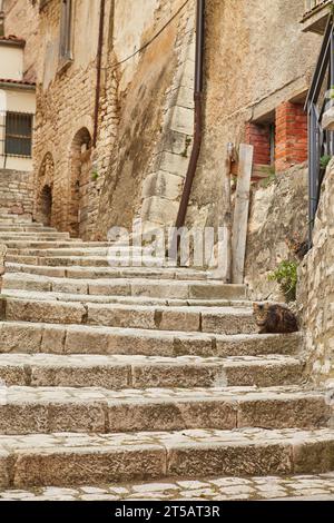 Buonalbergo, Campanie, Italie ruelles du centre historique Banque D'Images