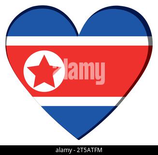 Forme de coeur isolé avec le drapeau de la Corée du Nord Vector Illustration de Vecteur