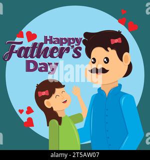 Carte de fête des pères heureux Homme et fille vecteur Illustration de Vecteur