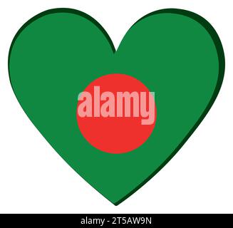 Forme de coeur isolé avec le drapeau du Bangladesh Vector Illustration de Vecteur