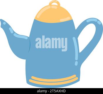 Vecteur d'icône d'esquisse de théière bleue isolée Illustration de Vecteur