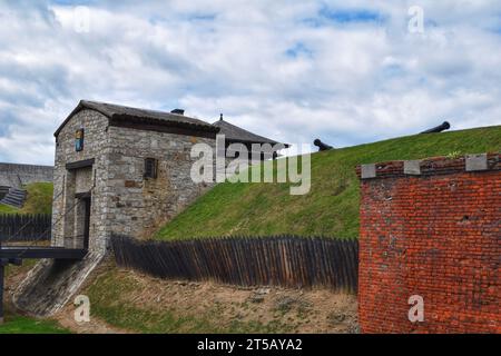 Explorez le charme intemporel d'un vieux château asiatique niché entre des murs historiques et des formations rocheuses naturelles en Amérique Banque D'Images