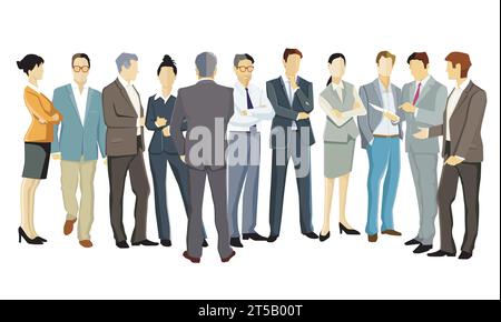 Les gens et les employés se tiennent ensemble, illustration Illustration de Vecteur