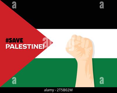 Sauver la Palestine et drapeau de Palestine Illustration de Vecteur