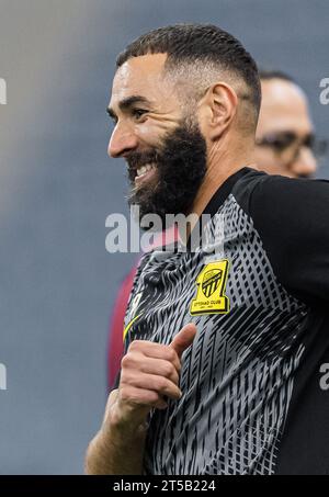 Karim Benzema d'Al Ittihad FC lors de leur match jour 12 de la SAFF Roshn Saudi Pro League 2023-24 entre Al Shabab FC et Al Ittihad FC au King Fahd International Stadium le 3 novembre 2023 à Riyad, Arabie Saoudite. Photo de Victor Fraile / Power Sport Images crédit : Power Sport Images Ltd/Alamy Live News Banque D'Images