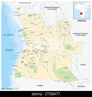 Carte vectorielle de l'état sud-ouest africain de l'Angola Banque D'Images