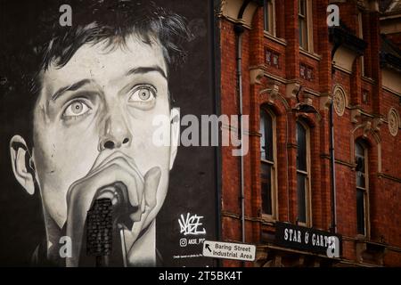 Ian Curtis murale Star & Garter pub près du centre-ville de Mayfield Park manchester Banque D'Images
