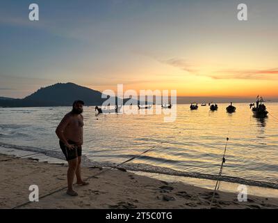 Magnifique coucher de soleil en Thaïlande, vue sur la Thaïlande Banque D'Images