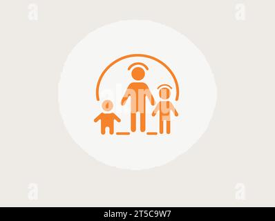 Dessin de l'icône famille illustration de signe plat rempli de vecteur séparé, balayant les lignes surdessinées. Illustration de Vecteur