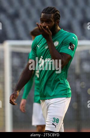 Bruxelles, Belgique. 04 novembre 2023. Yeboah Amankwah de Lommel semble abattu lors d'un match de football entre RSCA futures (u21) et Lommel SK, samedi 04 novembre 2023 à Bruxelles, le jour 11/30 de la deuxième division du championnat belge 'Challenger Pro League' 2023-2024. BELGA PHOTO VIRGINIE LEFOUR crédit : Belga News Agency/Alamy Live News Banque D'Images