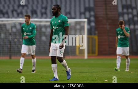 Bruxelles, Belgique. 04 novembre 2023. Yeboah Amankwah de Lommel semble abattu lors d'un match de football entre RSCA futures (u21) et Lommel SK, samedi 04 novembre 2023 à Bruxelles, le jour 11/30 de la deuxième division du championnat belge 'Challenger Pro League' 2023-2024. BELGA PHOTO VIRGINIE LEFOUR crédit : Belga News Agency/Alamy Live News Banque D'Images