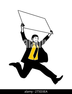 Homme d'affaires courant tenant le vecteur de plaque vierge. Illustration de Vecteur