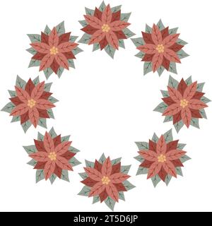 Étoile de Noël, couronne de poinsettia rouge. Design pour les cartes du nouvel an, scrapbooking, autocollants, planificateur, invitations. Illustration vectorielle Illustration de Vecteur