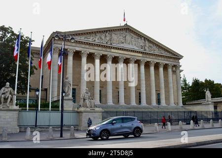 Palais Bourbon, siège officiel de l'Assemblée nationale française dans le centre de Paris, France Banque D'Images